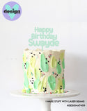 Smaller Happy Birthday Custom Name Cake Topper Style #2 (colour options available)