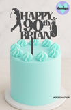 Happy Custom Age And Name Golf Themed Cake Topper (other colour choices available)