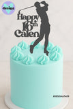 Happy Custom Age And Name Golfer Cake Topper (other colour choices available)