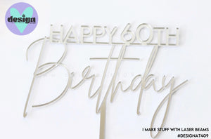 Happy Custom Age Birthday Cake Topper (other colour choices available)