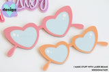 Heart Shaped Glasses Themed Cake Charms