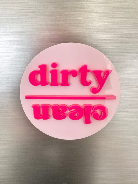 Clean/Dirty Round Dishwasher Sign (with magnet)