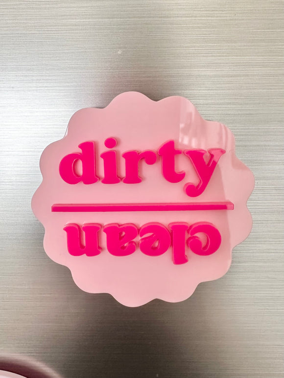 Clean/Dirty Round Wave Dishwasher Sign (with magnet)