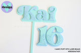 Custom Name Glittered Layered Cake Topper Or Number (Style 2)