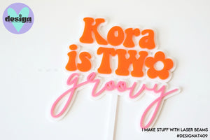 Custom Name Is Two Groovy Layered Cake Topper