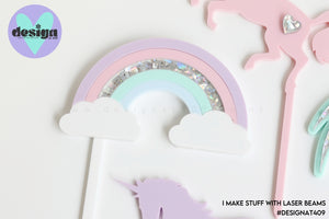 Layered Sweet Pastel/Holographic Rainbow Acrylic Cake Topper