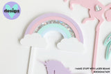 Layered Sweet Pastel/Holographic Rainbow Acrylic Cake Topper