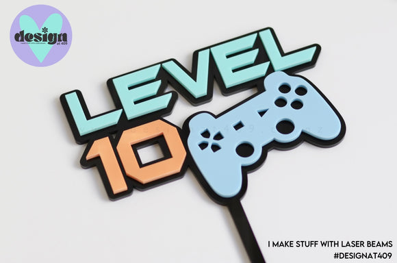 Level Custom Age Gamer Layered Cake Topper