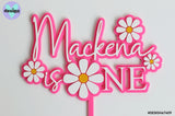 Custom Name Is One Daisies Layered Cake Topper (Other ages also)