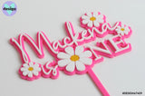 Custom Name Is One Daisies Layered Cake Topper (Other ages also)