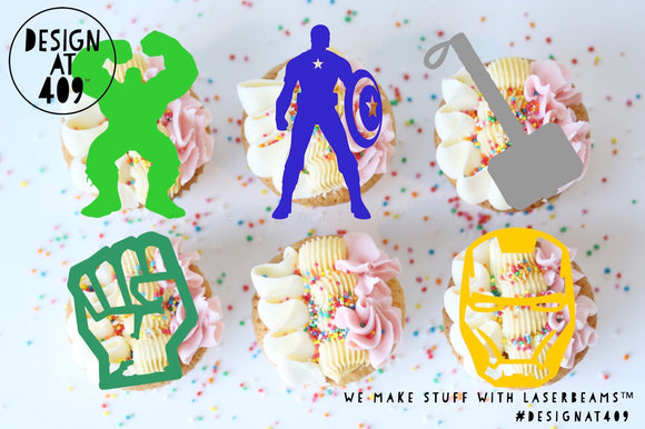 Superhero Themed Acrylic Cut Out Cupcake Topper