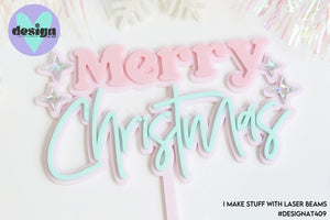 Merry Christmas Layered Cake Topper (2 Sizes)