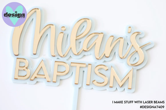 Custom Name Baptism Layered Cake Topper