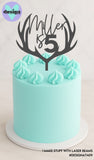 Custom Name is Age Antlers Cake Topper (other colour choices available)