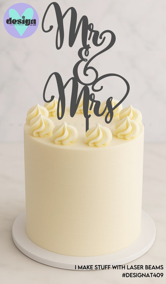 Mr & Mrs Cake Topper Style 2 (other colour choices available)