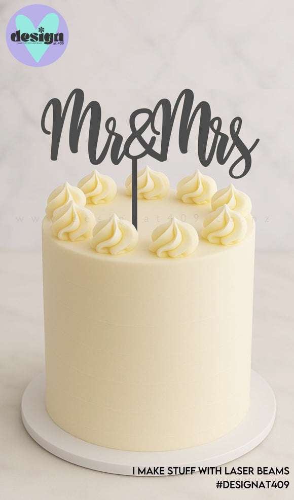 Mr & Mrs Cake Topper Style 4 (other colour choices available)