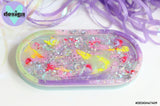 Sparkle Mint Base Oval Trinket Tray (Small Bubbles On Top Surface - See Pics)
