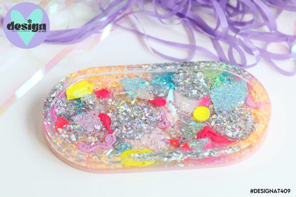 Sparkle Pink Base Oval Trinket Tray