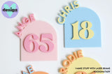 Custom Name & Age Arch Layered Acrylic Cake Deco (options available)
