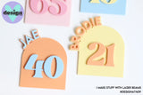 Custom Name & Age Arch Layered Acrylic Cake Deco (options available)