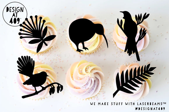 New Zealand Themed Acrylic Cut Out Cupcake Topper