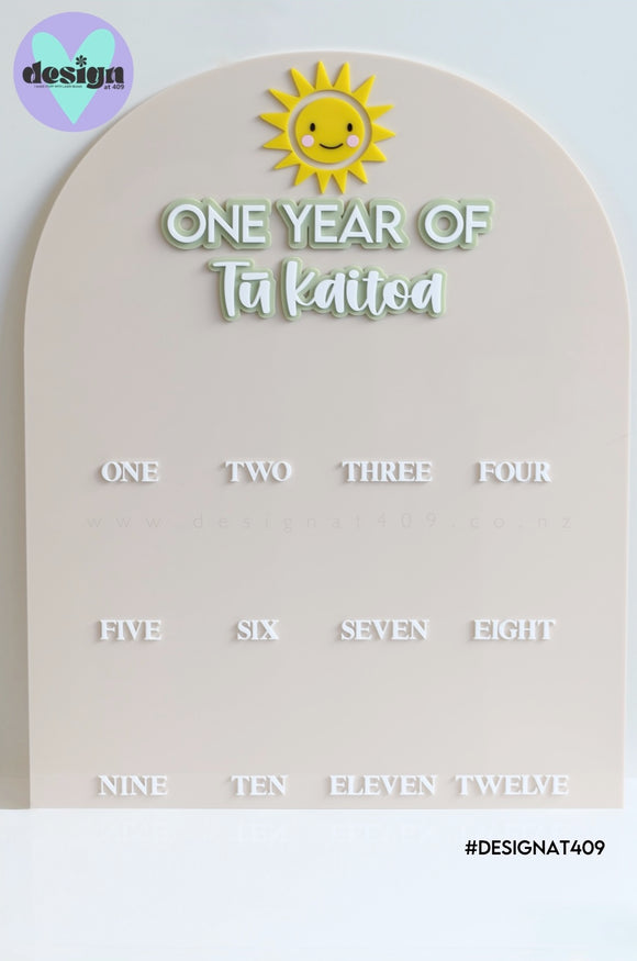 One Year Of Custom Name With Sun Photo Board (2 Sizes)