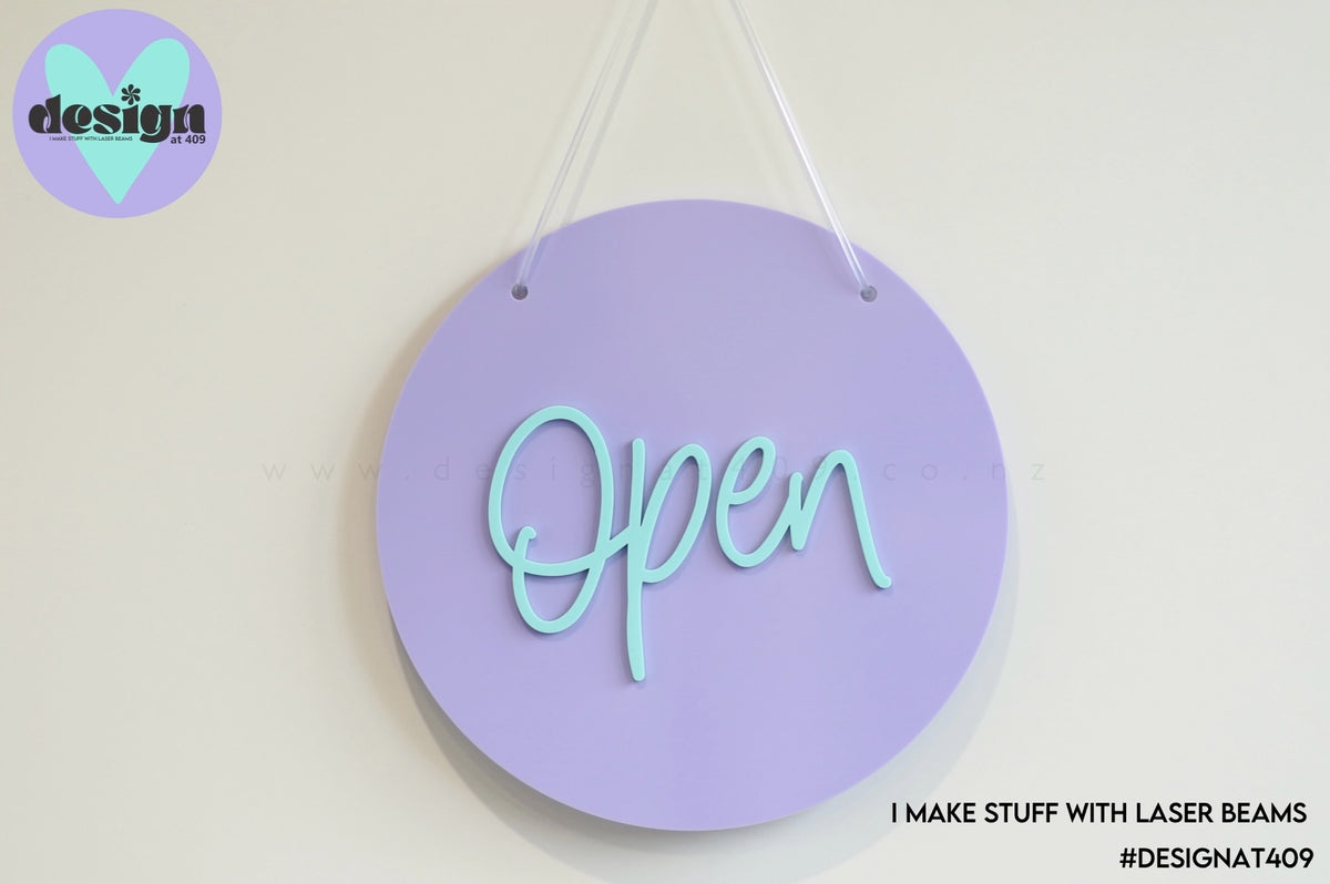Open Closed Layered Sign 20cm Round – Design at 409