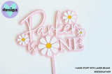Custom Name Is One Daisies Layered Cake Topper (Other ages also)