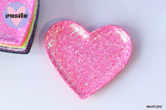 Heart Pink Glitter Dish/Trinket Tray