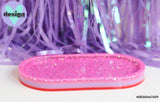 Pink Glitter/Pink/Lavender/Fluro Pink Oval Trinket Tray