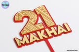 Custom Age And Name With Polynesian Patterning Layered Cake Topper 2