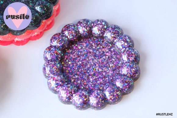 Big Bubble Purple Confetti Glitter Dish/Trinket Tray