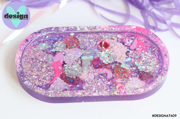 Sparkle Purple Base Oval Trinket Tray