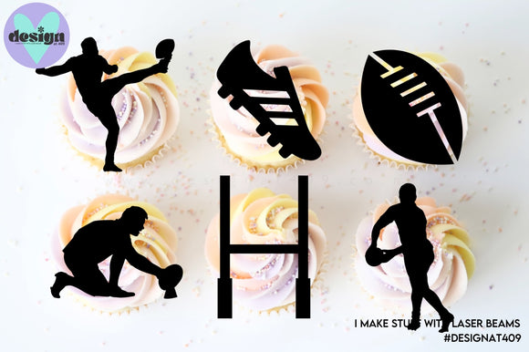 Rugby Theme Cut Out Cupcake Topper