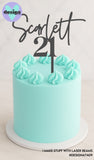 Custom Name With Age Cake Topper Style 1 (other colour choices available)