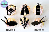 Scuba Diving Theme Cut Out Cupcake Topper