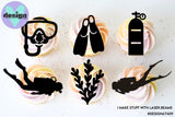 Scuba Diving Theme Cut Out Cupcake Topper
