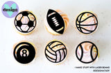 Sports Ball Theme Cut Out Cupcake Topper