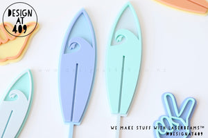 Surfboard Layered Acrylic Cake Topper