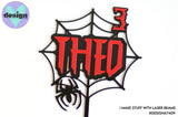 Spider Themed Custom Name And Age Layered Cake Topper