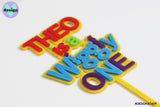 Custom Name is a Wiggly One Layered Cake Topper