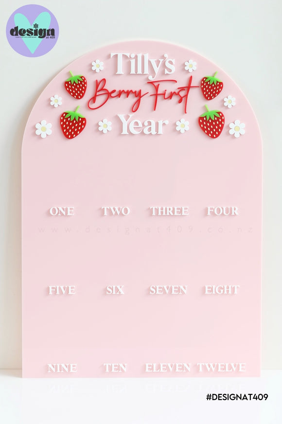 Custom Name Berry First Year Photo Board (2 Sizes)