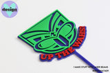 Up The Wahs Layered Cake Topper (Dark Blue/Green/Red)