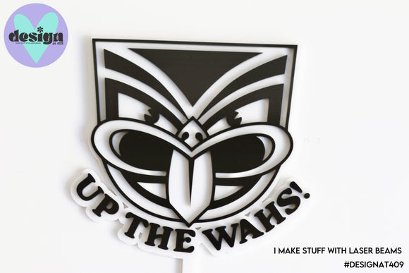 Up The Wahs Layered Cake Topper (White/Black)