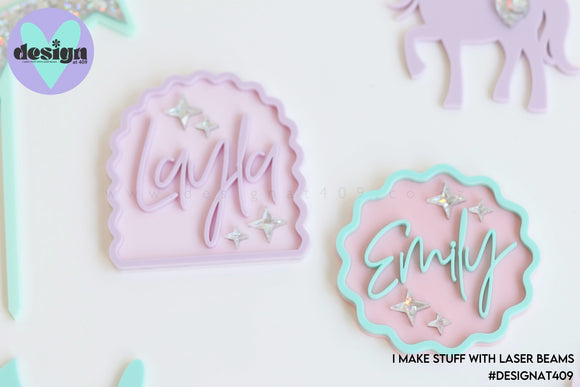 Wave Custom Name Layered Cake Deco (options available)