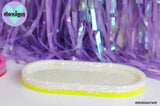 White Glitter/Fluro Yellow Oval Trinket Tray