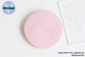 World Line Drawing Raised Acrylic Fondant Stamp