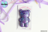 Purple Aqua Glitter Worry Bear