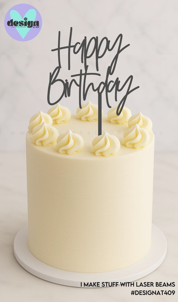 Happy Birthday Smaller Cake Topper Style 2 (other colour choices available)