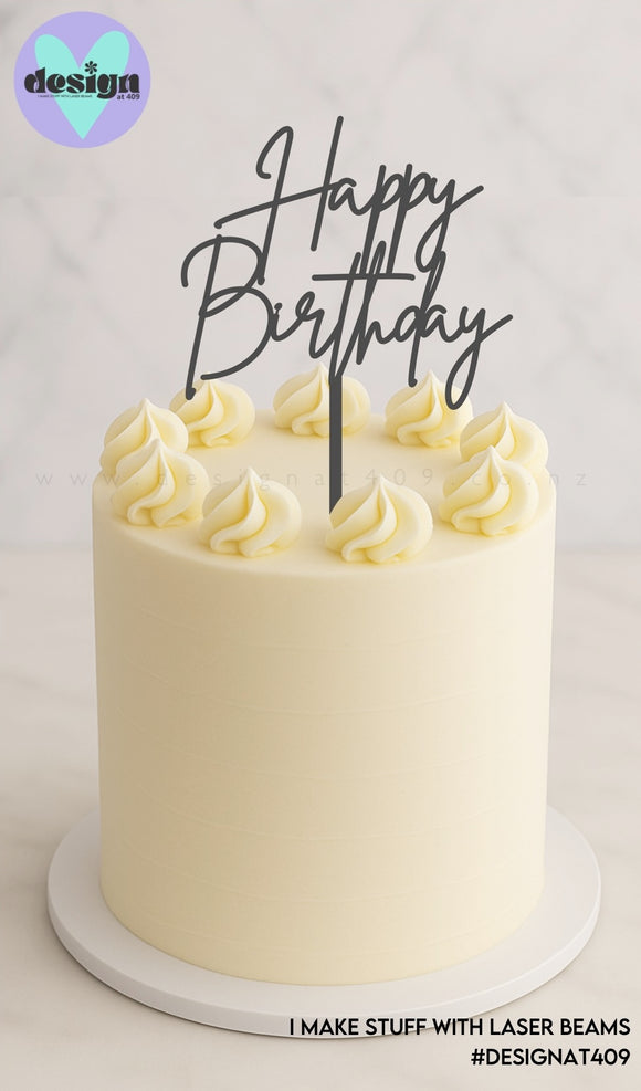Happy Birthday Smaller Cake Topper Style 3 (other colour choices available)